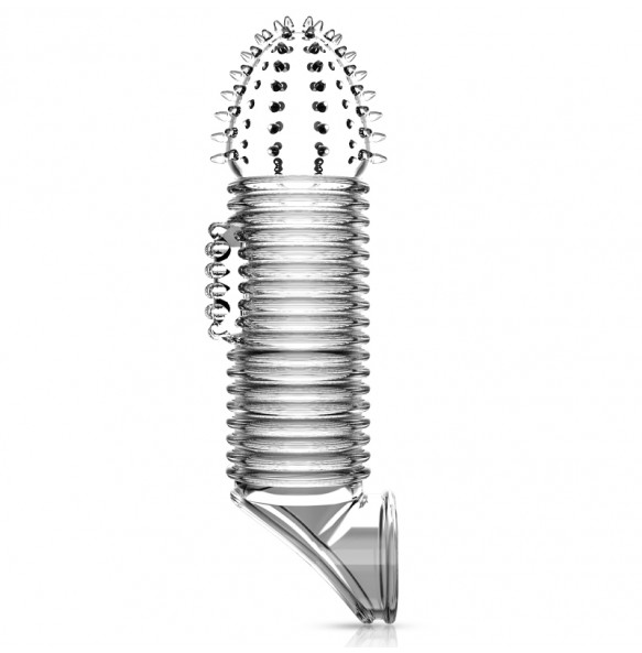 JEUSN - Crystal Penis Sleeve With Ball Strap Dot Type (L:13.5cm - D:3.9cm)